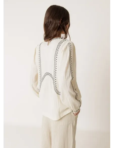 BLUSA MANGA LARGA BORDADA BLANCA INDI&COLD