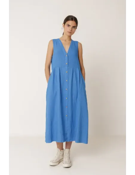 VESTIDO MULTIPOSICION LINO AZULON INDI&COLD
