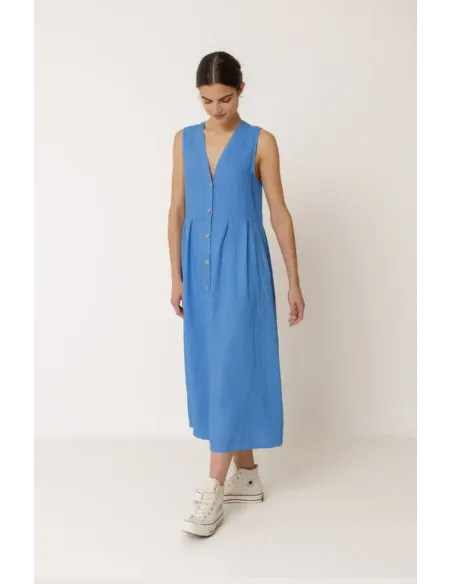 VESTIDO MULTIPOSICION LINO AZULON INDI&COLD