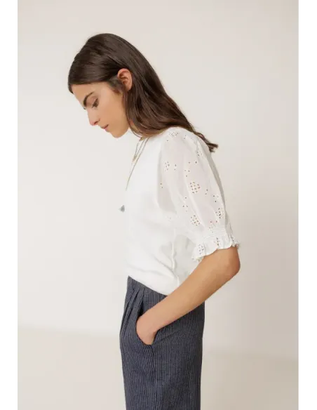 CAMISETA BLANCA MANGAS GLOBO INDI&COLD