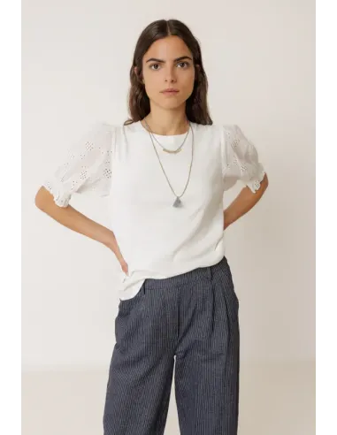 CAMISETA BLANCA MANGAS GLOBO INDI&COLD