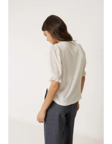 CAMISETA BLANCA MANGAS GLOBO INDI&COLD