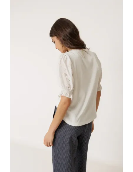 CAMISETA BLANCA MANGAS GLOBO INDI&COLD