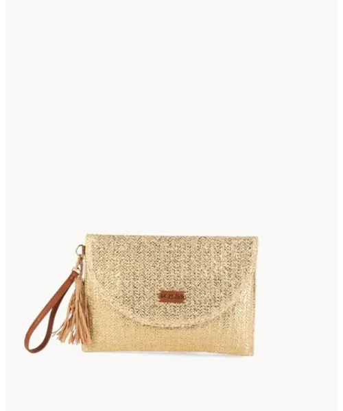 CARTERA DE MANO DORADA TAPETA KBAS