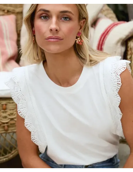 CAMISETA BLANCA ENCAJE POLIN ET MOI