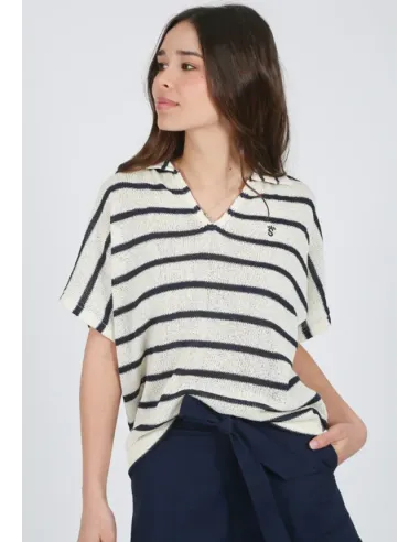 JERSEY MANGA CORTA RAYAS SOLERA MUJER