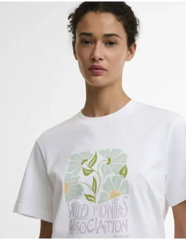 CAMISETA FLORES BLANCA BARBOUR MUJER