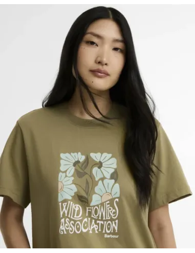 CAMISETA FLORES KAKI BARBOUR MUJER