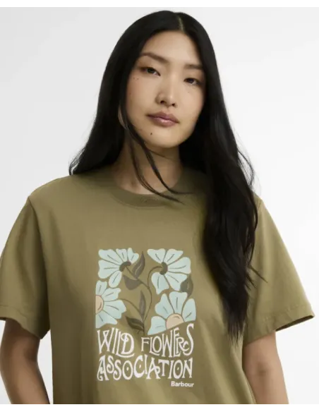 CAMISETA FLORES KAKI BARBOUR MUJER