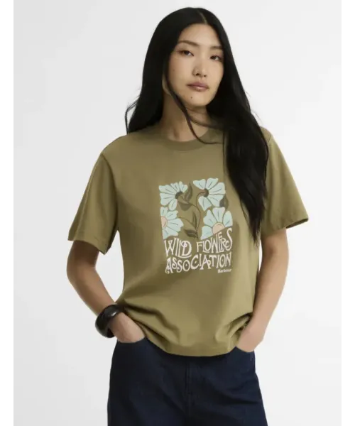 CAMISETA FLORES KAKI BARBOUR MUJER