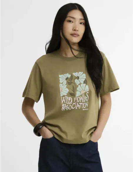 CAMISETA FLORES KAKI BARBOUR MUJER
