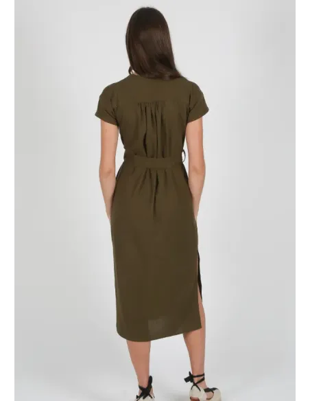 VESTIDO CAMISERO KAKI SOLERA MUJER