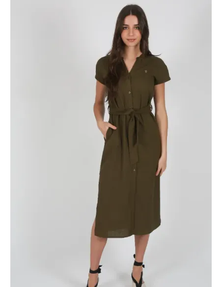 VESTIDO CAMISERO KAKI SOLERA MUJER