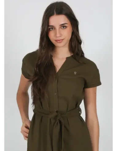 VESTIDO CAMISERO KAKI SOLERA MUJER