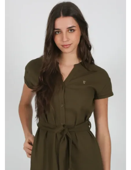 VESTIDO CAMISERO KAKI SOLERA MUJER