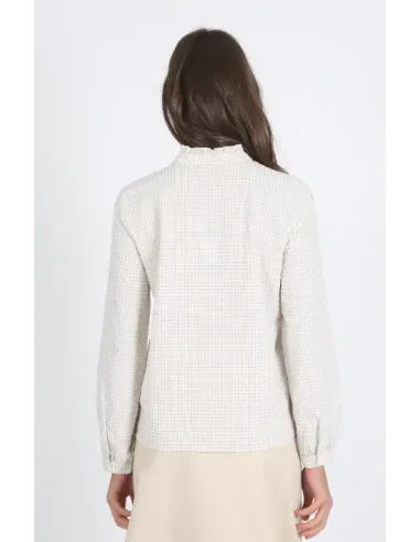 BLUSA CUADRITOS BEIS SOLERA MUJER
