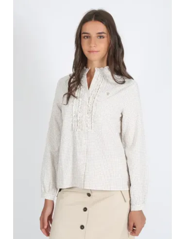 BLUSA CUADRITOS BEIS SOLERA MUJER