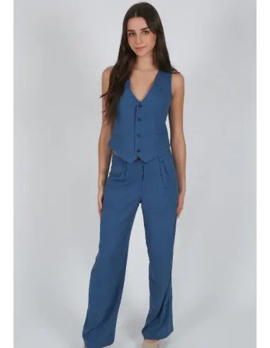 PANTALON PINZAS AZUL SOLERA MUJER