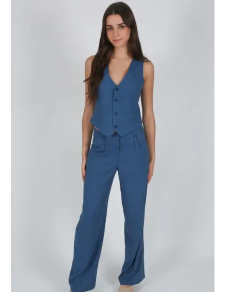 PANTALON PINZAS AZUL SOLERA MUJER