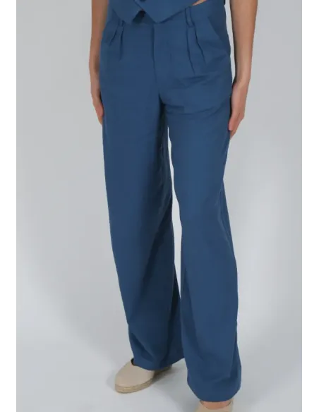 PANTALON PINZAS AZUL SOLERA MUJER