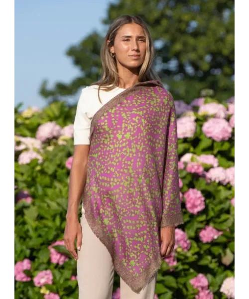 PAÑUELO SEDA Y LANA FUCSIA COLORES DE OTOÑO 2