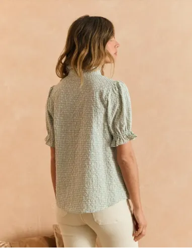 BLUSA MANGA CORTA VICHY VERDE POLIN ET MOI