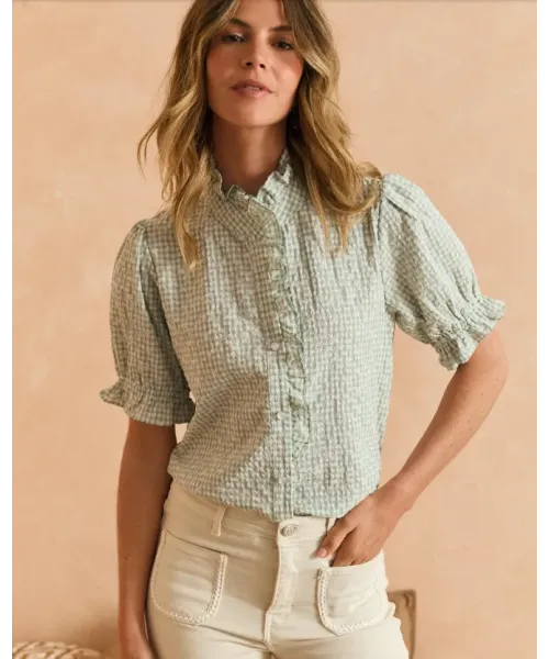 BLUSA MANGA CORTA VICHY VERDE POLIN ET MOI