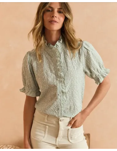 BLUSA MANGA CORTA VICHY VERDE POLIN ET MOI