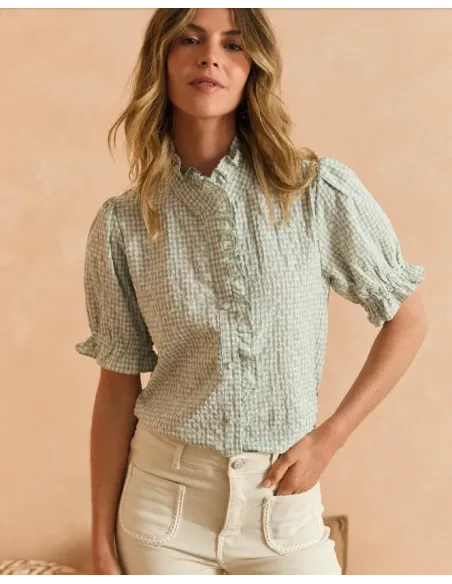 BLUSA MANGA CORTA VICHY VERDE POLIN ET MOI