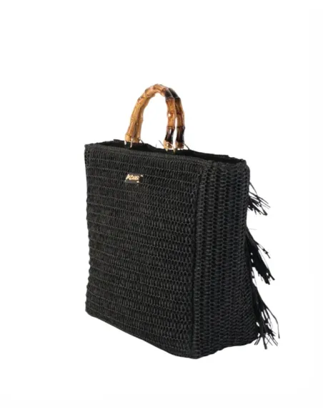 BOLSO NEGRO ASAS BAMBU KBAS