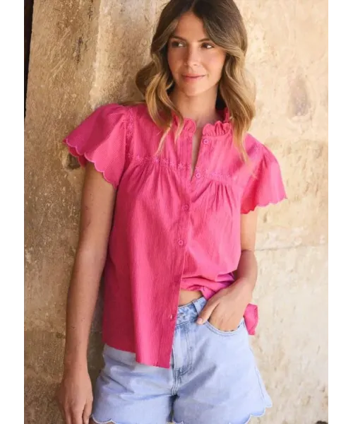CAMISA BORDADA FUCSIA HILARIA POLIN ET MOI