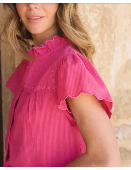 CAMISA BORDADA FUCSIA HILARIA POLIN ET MOI