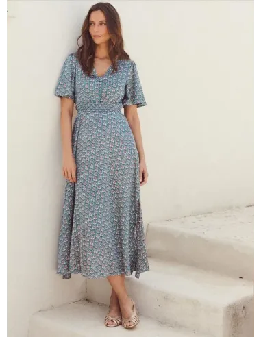VESTIDO ESTAMPADO AZUL POLIN ET MOI