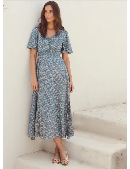 VESTIDO ESTAMPADO AZUL POLIN ET MOI