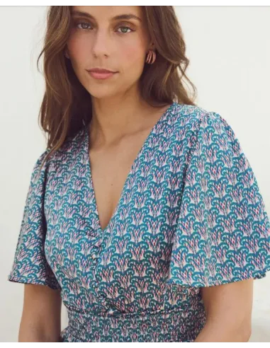 VESTIDO ESTAMPADO AZUL POLIN ET MOI
