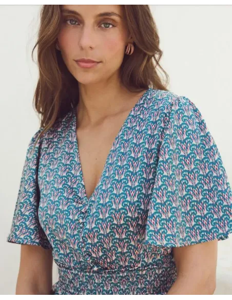 VESTIDO ESTAMPADO AZUL POLIN ET MOI