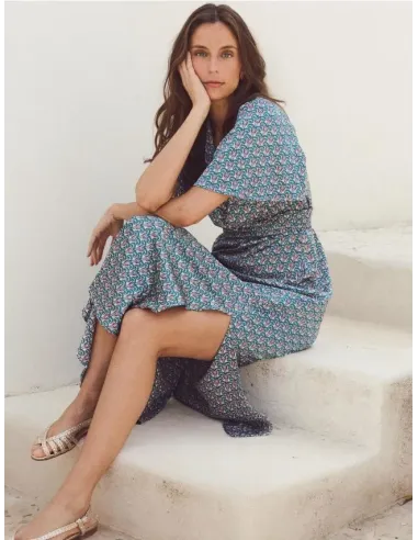 VESTIDO ESTAMPADO AZUL POLIN ET MOI