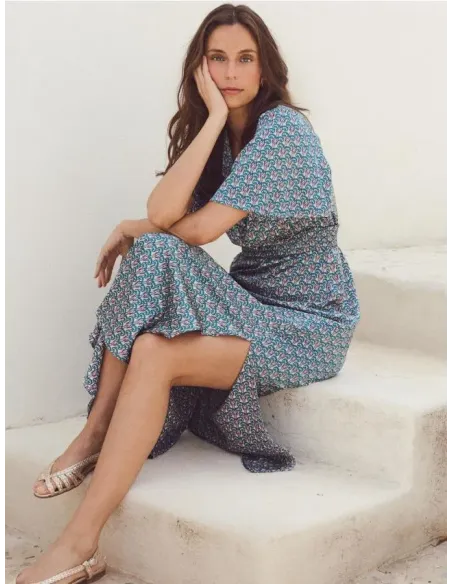 VESTIDO ESTAMPADO AZUL POLIN ET MOI