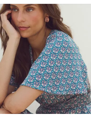 VESTIDO ESTAMPADO AZUL POLIN ET MOI