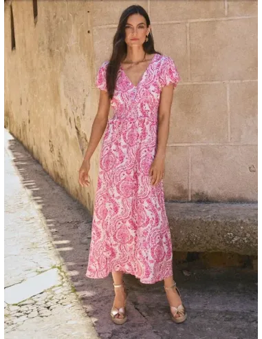 VESTIDO ESTAMPADO FUCSIA GALA POLIN ET MOI