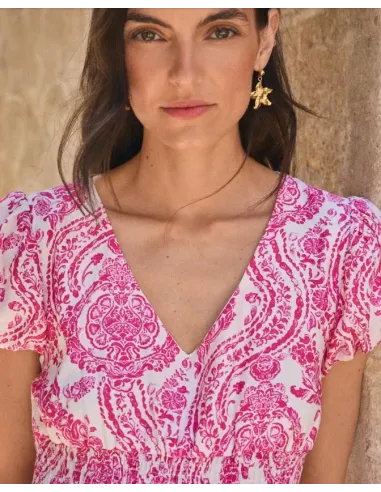 VESTIDO ESTAMPADO FUCSIA GALA POLIN ET MOI
