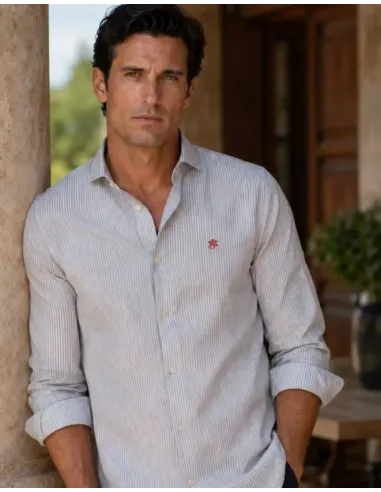 CAMISA LINO RAYAS GRISES MONTEPICAZA HOMBRE
