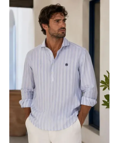POLERA RAYAS AZULES LINO MONTEPICAZA HOMBRE
