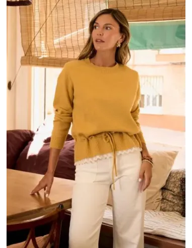 JERSEY OCRE CON VOLANTE DE ENCAJE POLIN ET MOI