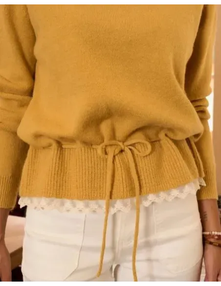 JERSEY OCRE CON VOLANTE DE ENCAJE POLIN ET MOI