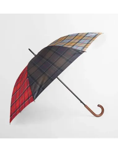 PARAGUAS TRICOLOR TARTAN ROJO BARBOUR