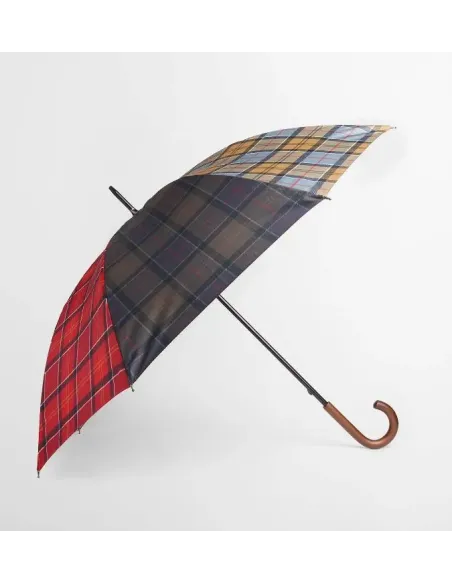 PARAGUAS TRICOLOR TARTAN ROJO BARBOUR