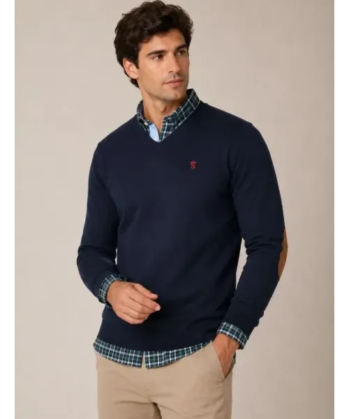 JERSEY PICO CON CODERAS MARINO SOLERA HOMBRE