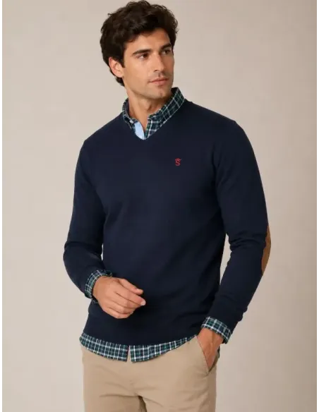 JERSEY PICO CON CODERAS MARINO SOLERA HOMBRE