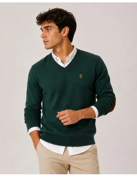 JERSEY CUELLO PICO VERDE SOLERA HOMBRE
